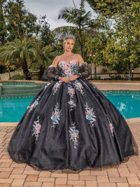 Elegant Sweetheart 3D Floral Quinceañera Ball Gown with Detachable Sleeves