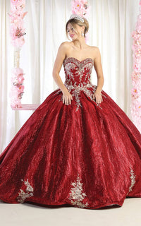 Elegant Embroidered Strapless Corset Quinceanera Ball Gown for Prom