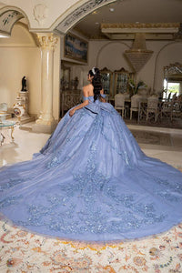 Glamorous Off-Shoulder Embellished Quinceanera Ball Gown - Sparkle & Elegance for Sweet Sixteen