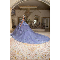 Elegant Off-Shoulder 3D Floral Applique Quinceanera Gown with Lace-Up Back