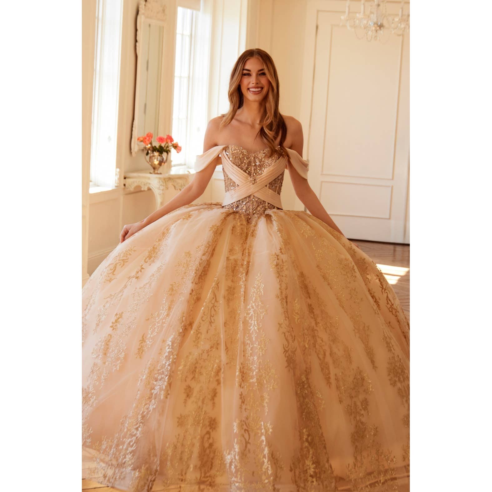 Juliet JT1488H Long Quinceanera Dress Silver / 10