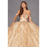 Exquisite Voluminous Embroidered Quinceañera Ball Gown with Off-Shoulder Sweetheart Neckline