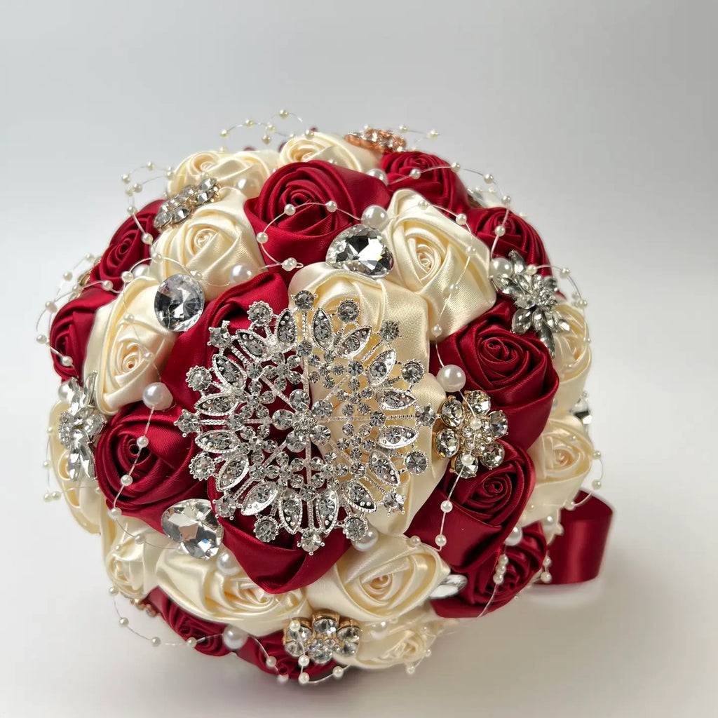 Wholesale Rhinestone / Pearl Bridal Brooch Rose Bouquet for Wedding