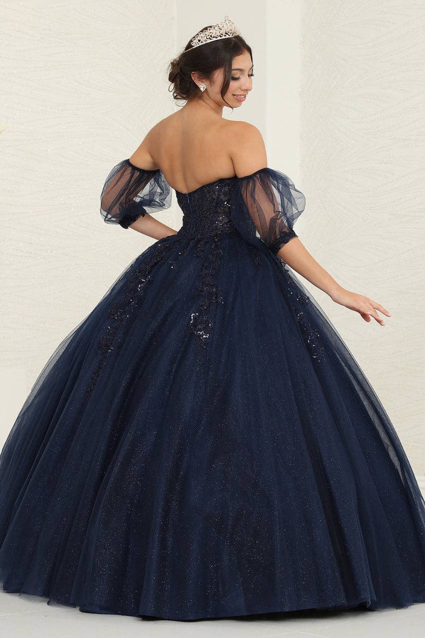Enchanting Floral Sequin Corset Ball Gown - LA237 Prom Quinceanera Dress