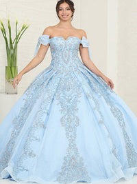 LA241 Sweetheart Ball Gown, Stunning Glitter Corset Beaded Lace-Up