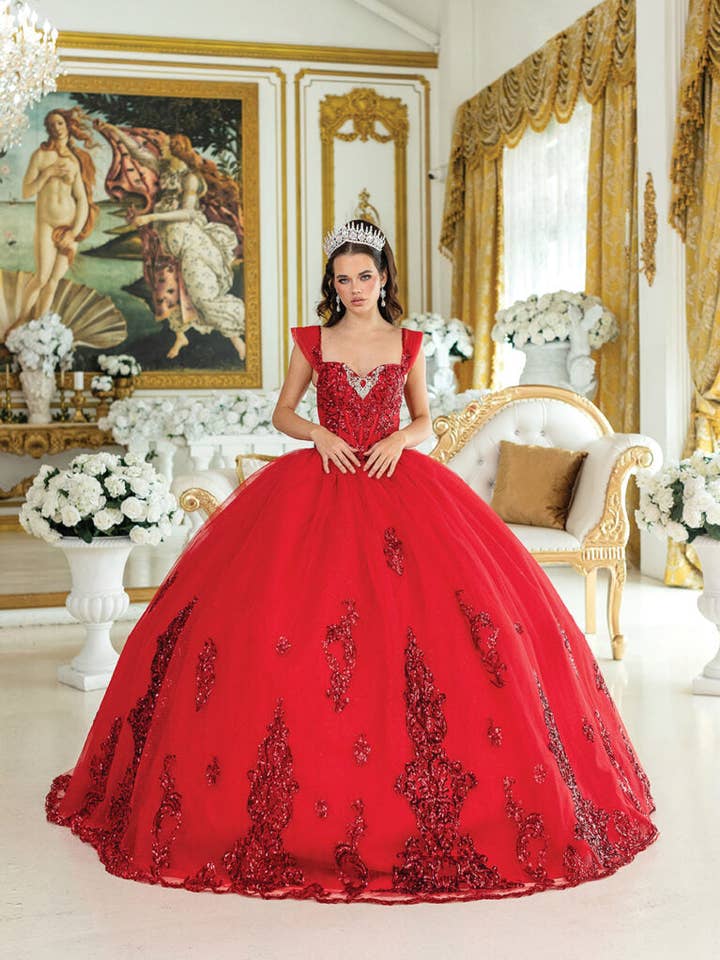 Elegant Off-Shoulder Ball Gown Quinceañera Dress with Glitter Tulle Skirt
