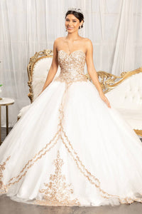 Elegant Strapless Quinceanera Ball Gown: Sequin Glitter Sweetheart Corset Back Dress
