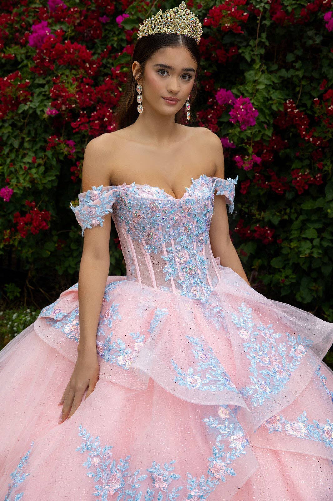 Enchanting Off-Shoulder Sweetheart Ball Gown with Detachable Bow & Ruffle Overdress