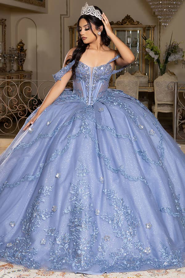 Glamorous Off-Shoulder Embellished Quinceanera Ball Gown - Sparkle & Elegance for Sweet Sixteen