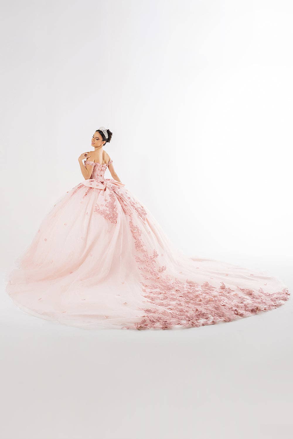 Dazzling Sequin 3D Floral Off-Shoulder Tulle Ball Gown for Sweet 16 & Prom