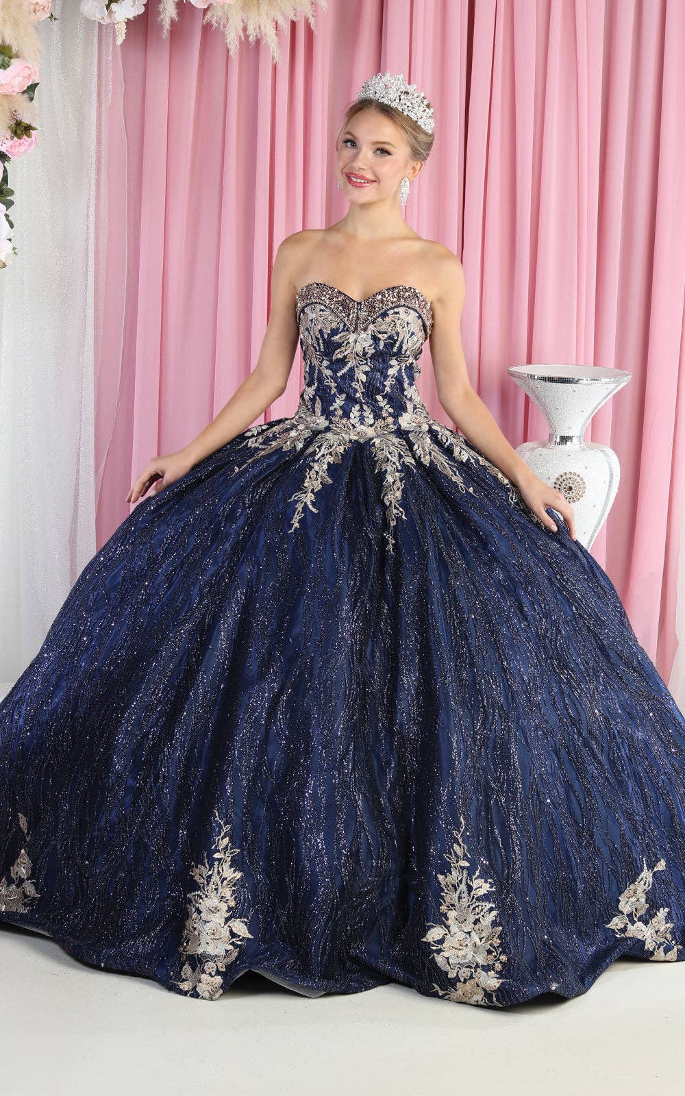 Elegant Embroidered Strapless Corset Quinceanera Ball Gown for Prom