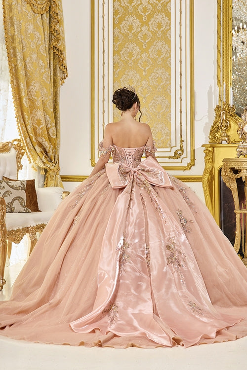 Linda Mariposa Gold Appliqué Dress - Style #5060 - Hunter Green