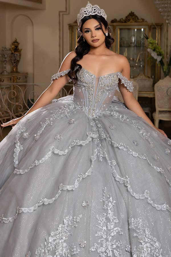 Glamorous Off-Shoulder Embellished Quinceanera Ball Gown - Sparkle & Elegance for Sweet Sixteen