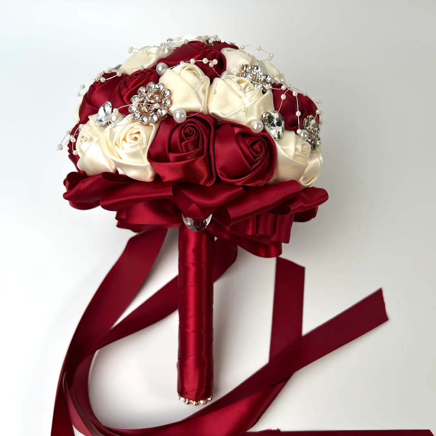 Wholesale Rhinestone / Pearl Bridal Brooch Rose Bouquet for Wedding