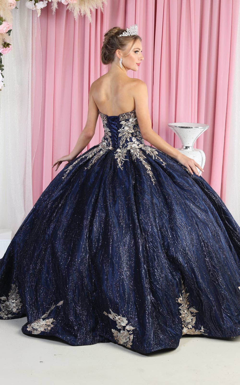 Elegant Embroidered Strapless Corset Quinceanera Ball Gown for Prom