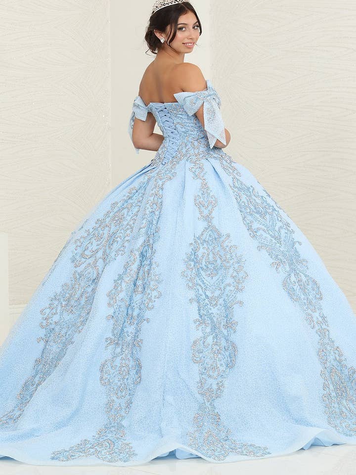 LA241 Sweetheart Ball Gown, Stunning Glitter Corset Beaded Lace-Up