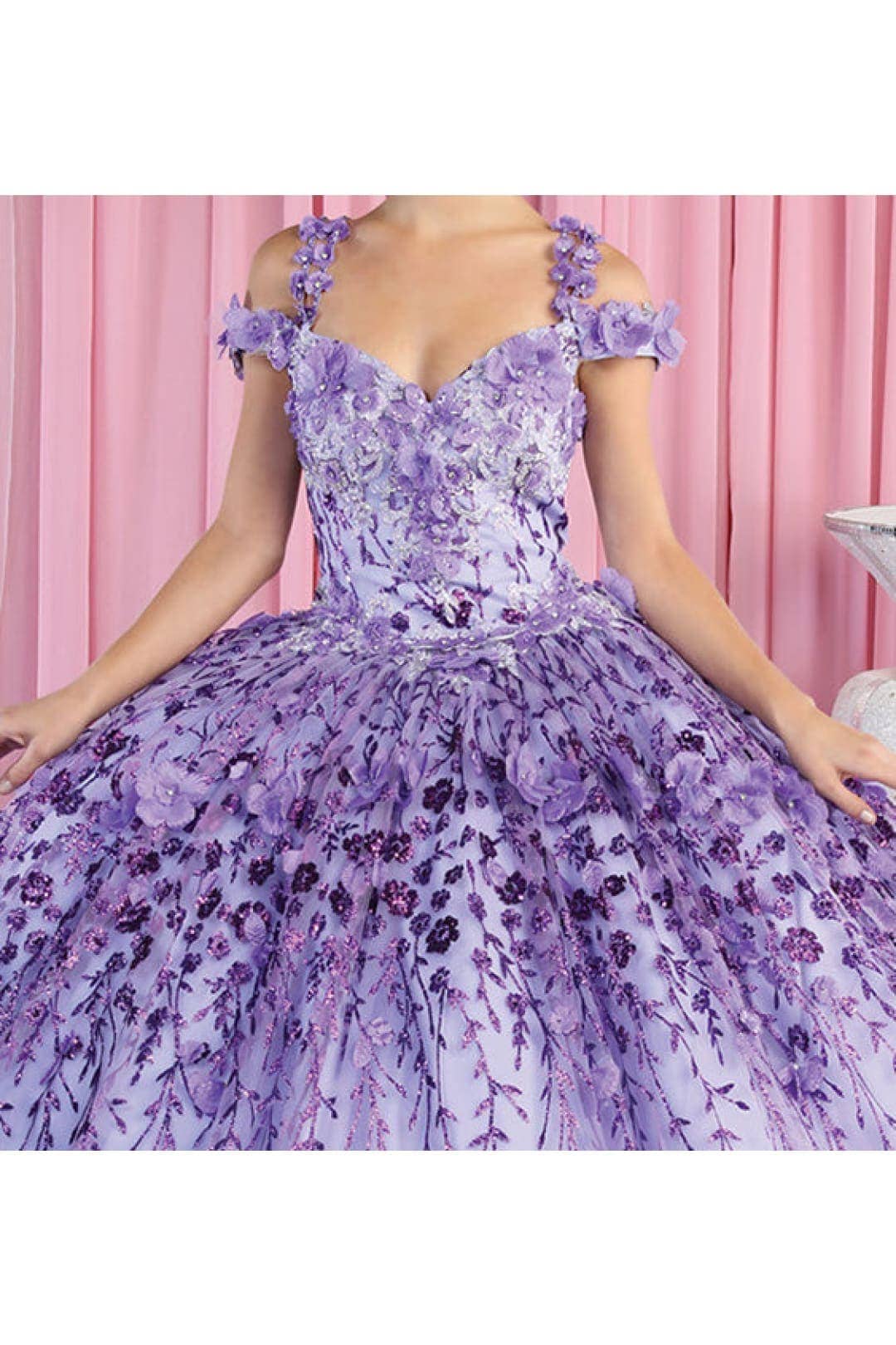 Stunning Glitter Corset Back Ball Gown with 3D Applique for Special Occasions