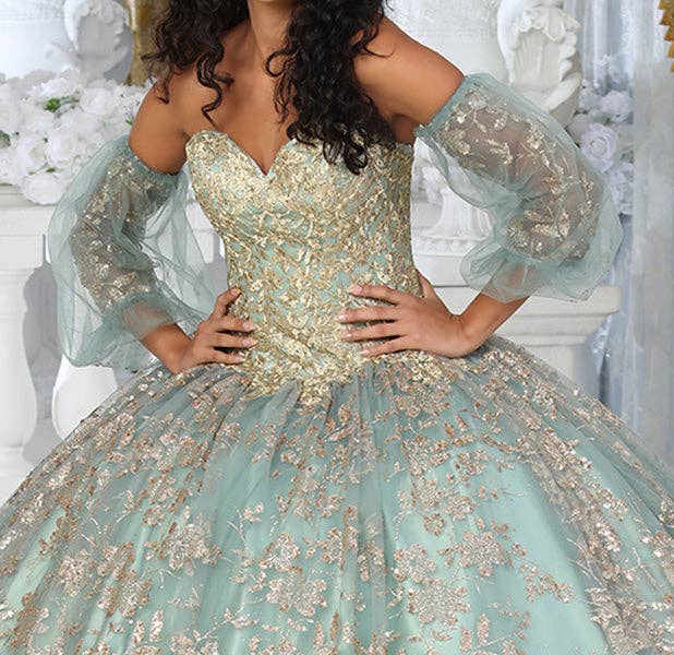 Elegant Glitter Embroidery Detachable Ball Gown: Perfect Quinceañera & Formal Dress