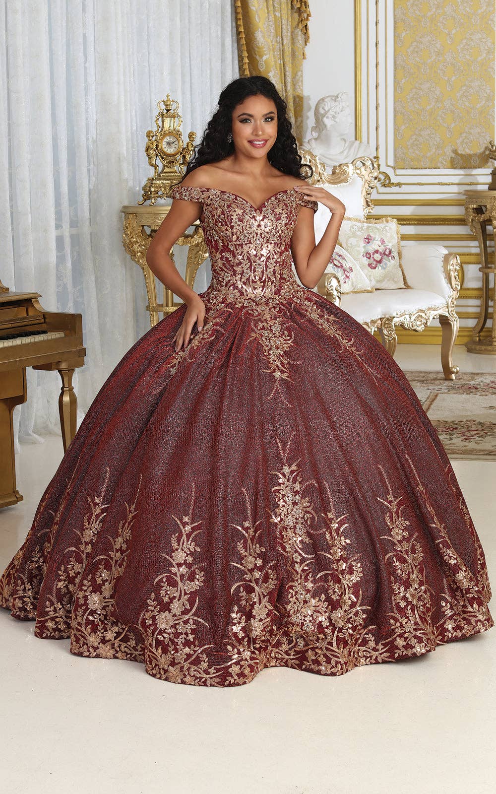 Elegant Off-Shoulder Floral Embroidered Quinceanera Ball Gown for Special Occasions