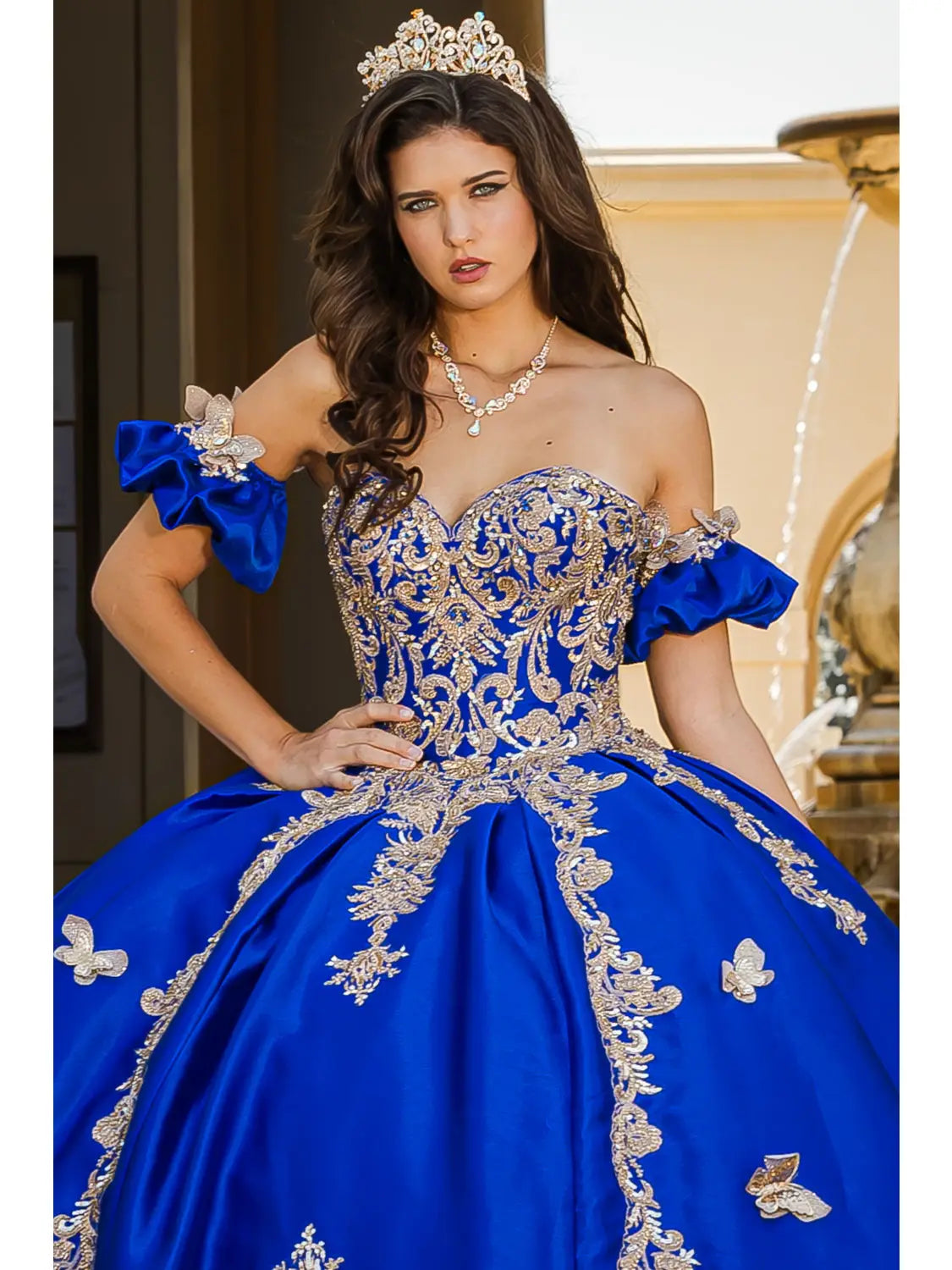 Wholesale Gold Butterfly Accented Quince Dress