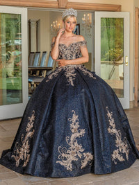 Elegant Sequin Beaded Sweetheart Quinceañera Gown: Off-Shoulder Satin Ball Gown
