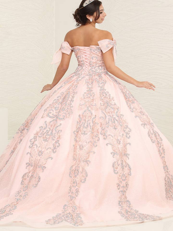 LA241 Sweetheart Ball Gown, Stunning Glitter Corset Beaded Lace-Up