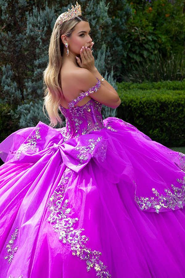 Elegant Off-Shoulder Sweetheart Monarch Quince Ball Gown for Celebrations