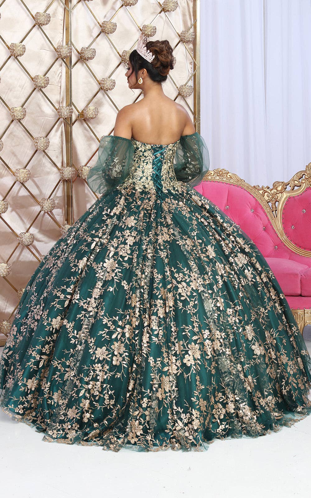 Elegant Glitter Embroidery Detachable Ball Gown: Perfect Quinceañera & Formal Dress