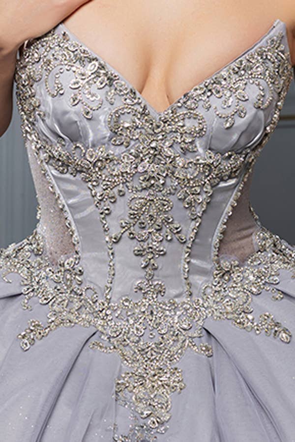 Stunning A-Line Quinceanera Ball Gown with Neckband Capelet & Glitter Sparkle