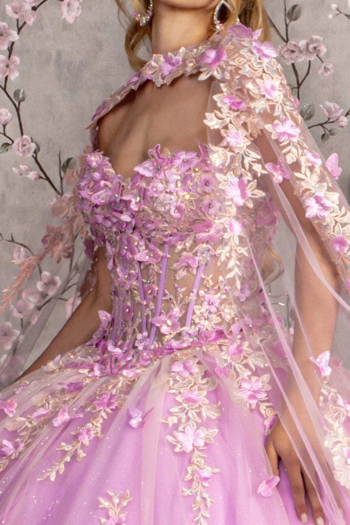 Charming Lilac Strapless Sweetheart Mesh Ball Gown with Sheer Bodice