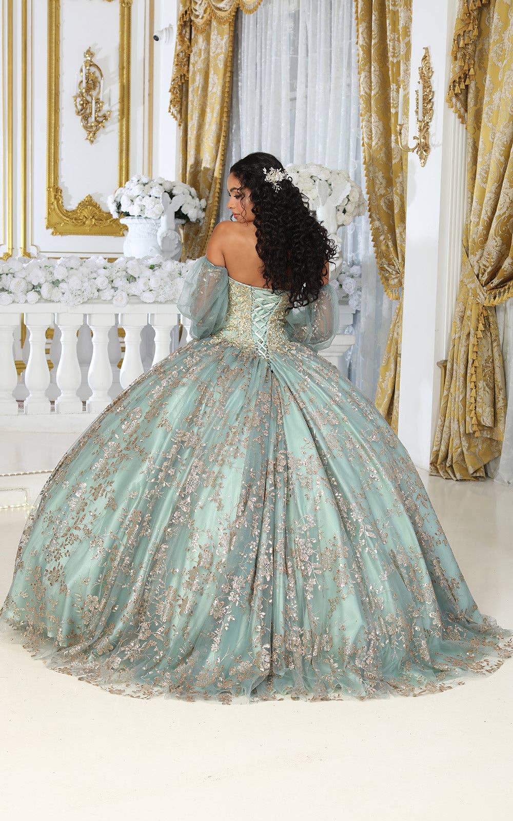 Elegant Glitter Embroidery Detachable Ball Gown: Perfect Quinceañera & Formal Dress