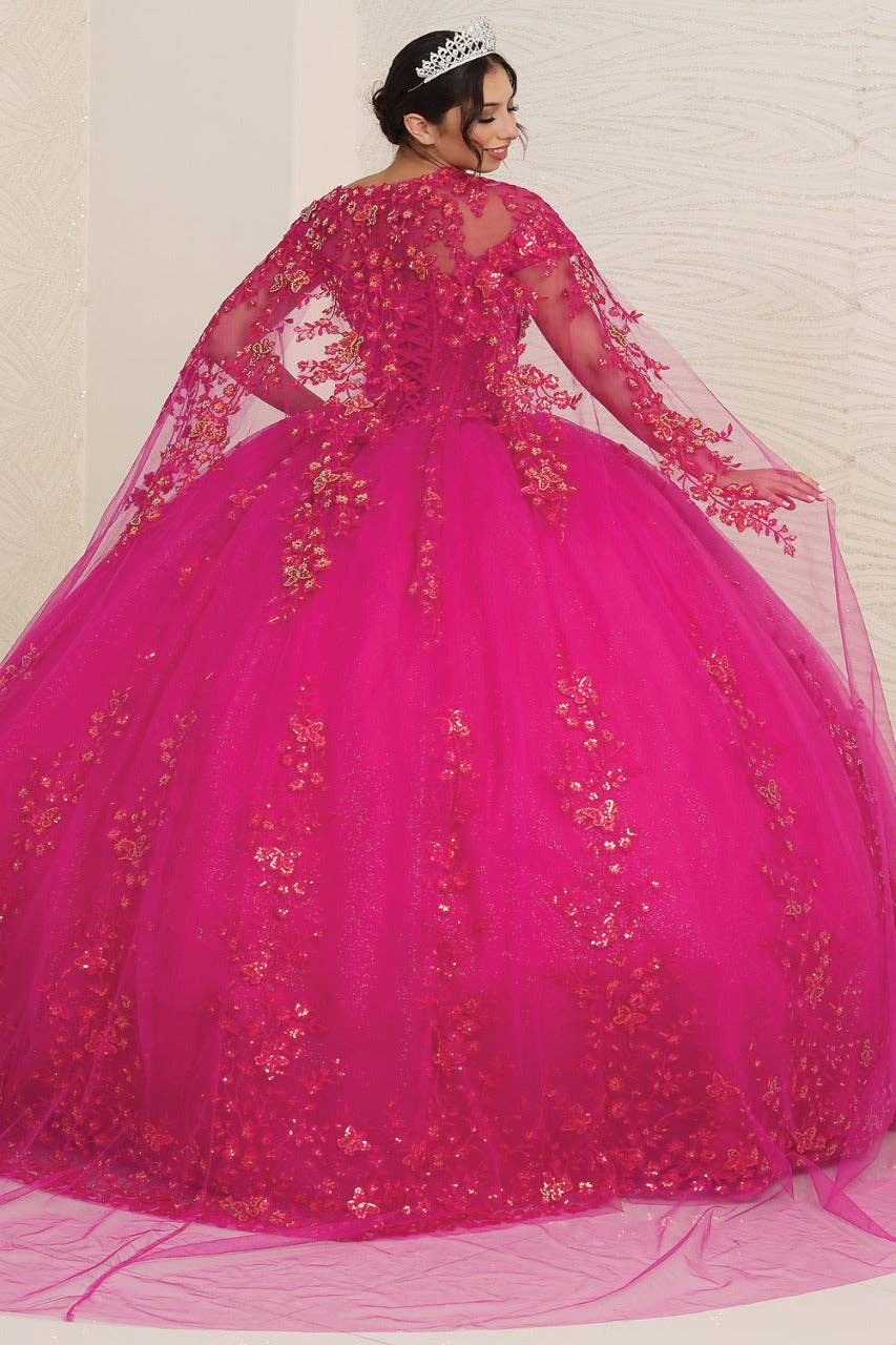 Elegant Off-Shoulder Butterfly Applique Prom Gown with Glitter Tulle Skirt