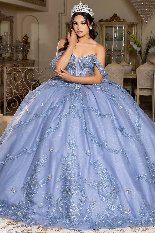 Glamorous Off-Shoulder Embellished Quinceanera Ball Gown - Sparkle & Elegance for Sweet Sixteen