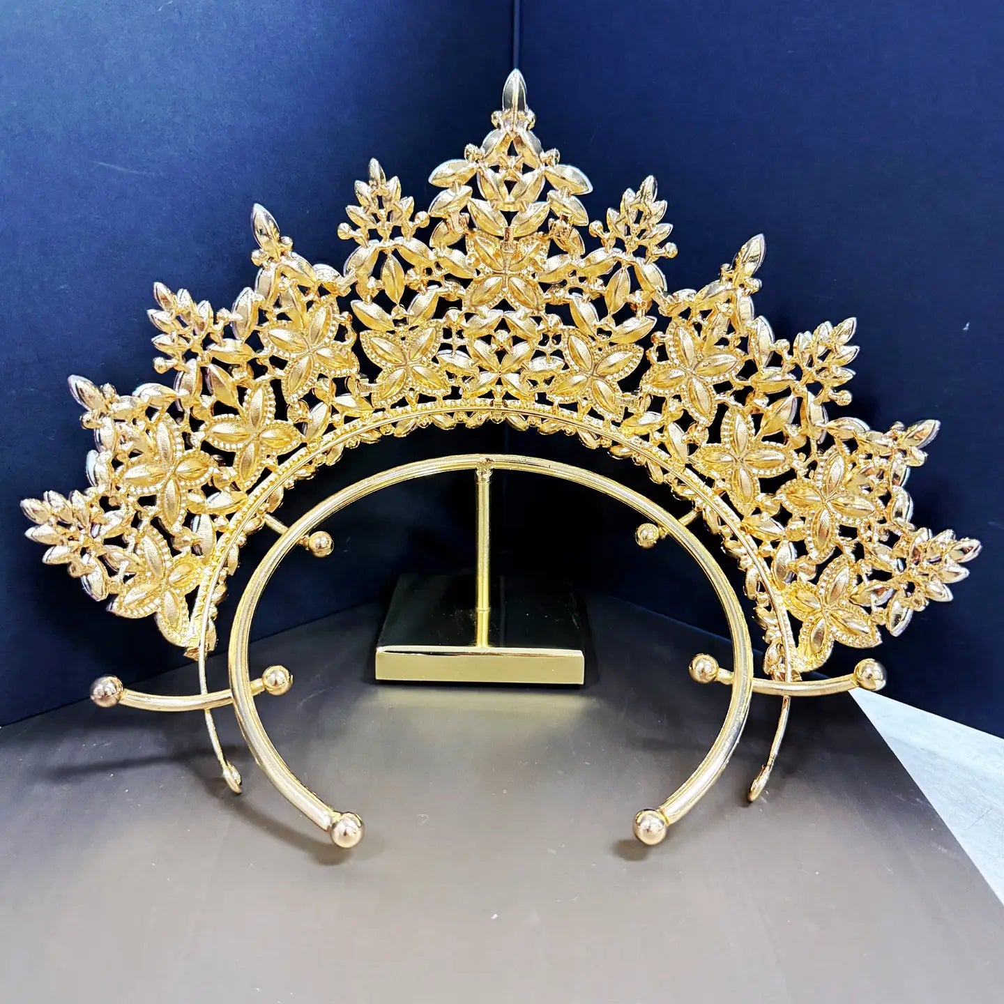 Wholesale Quinceanera Crown, Pink Crystal Crown, Prom Gold Headdress