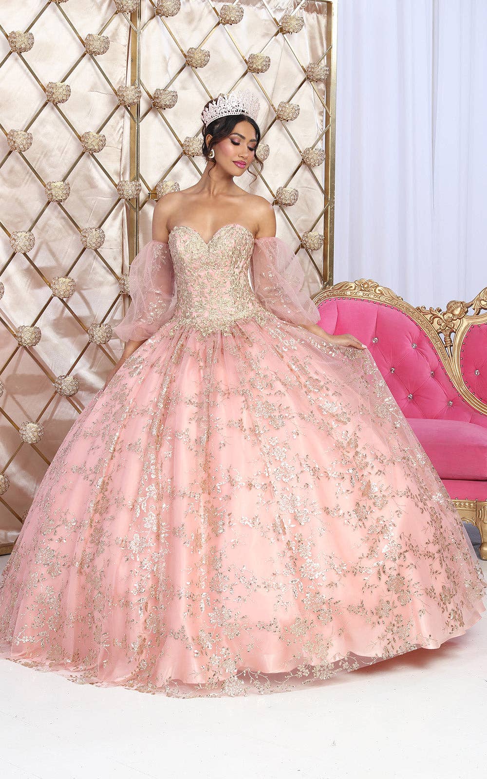 Elegant Glitter Embroidery Detachable Ball Gown: Perfect Quinceañera & Formal Dress