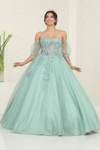 Enchanting Floral Sequin Corset Ball Gown Prom Quinceanera Dress
