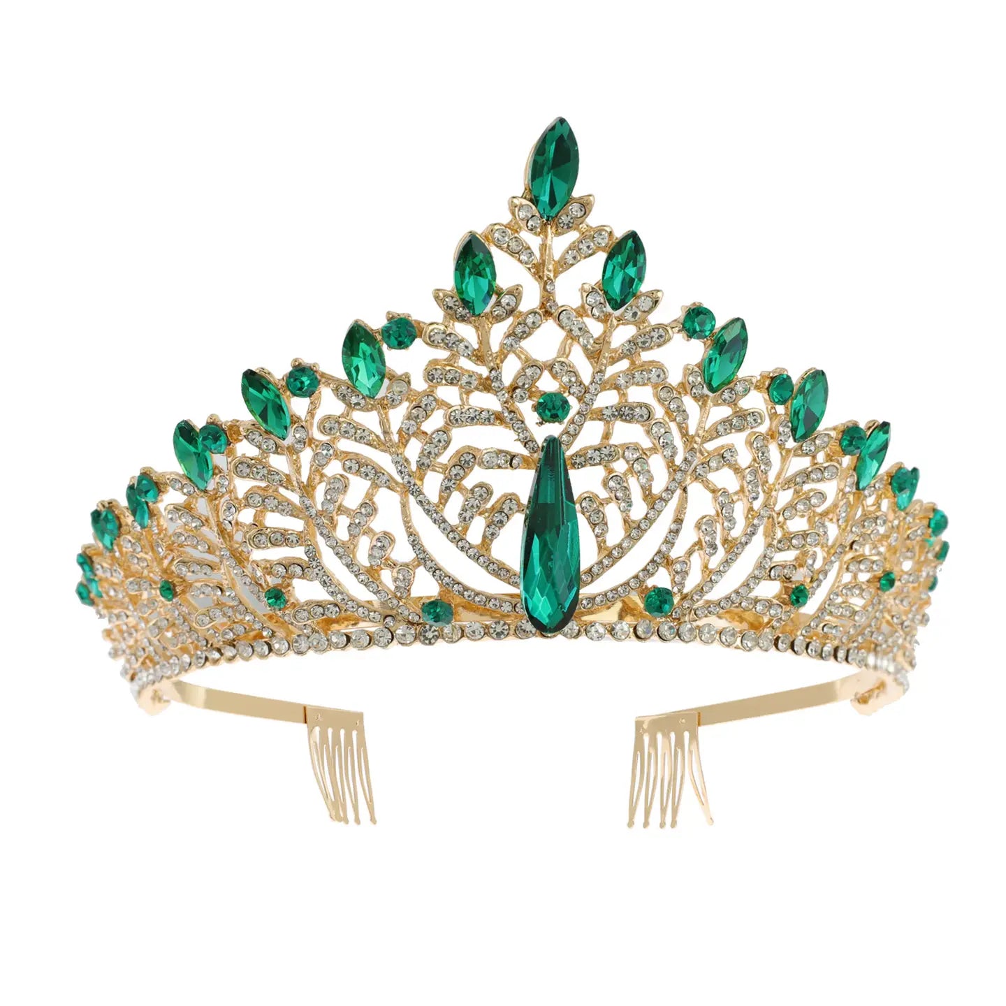 Wholesale Rhinestone Embellished Leaves Crown Tiara