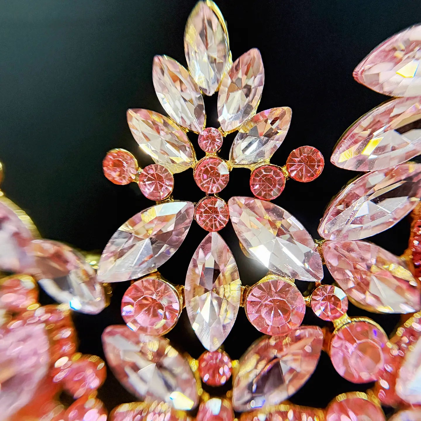 Wholesale Quinceanera Crown, Pink Crystal Crown, Prom Gold Headdress