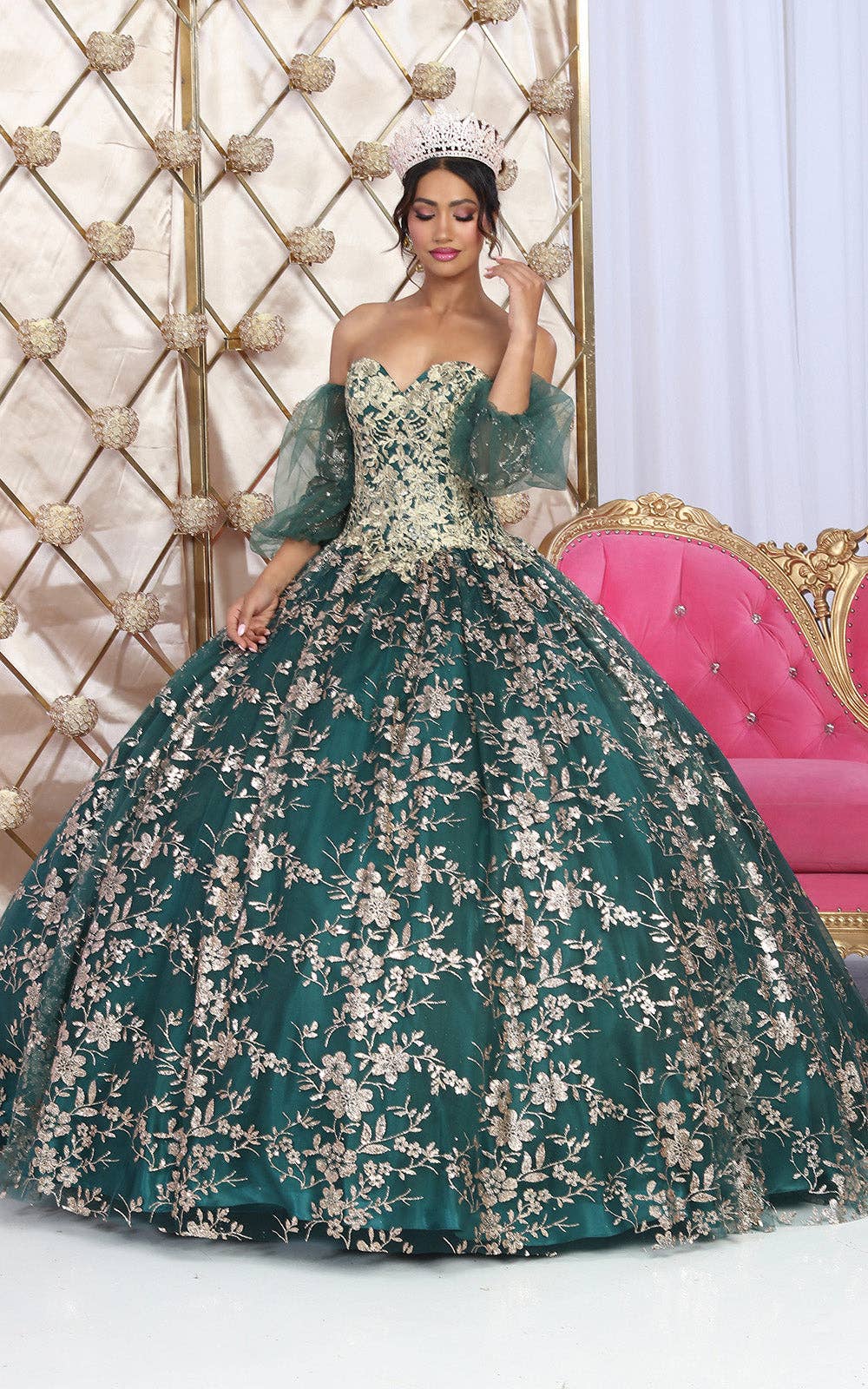 Elegant Glitter Embroidery Detachable Ball Gown: Perfect Quinceañera & Formal Dress