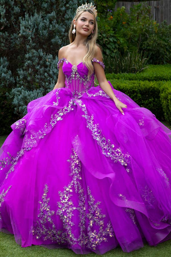 Elegant Off-Shoulder Sweetheart Monarch Quince Ball Gown for Celebrations