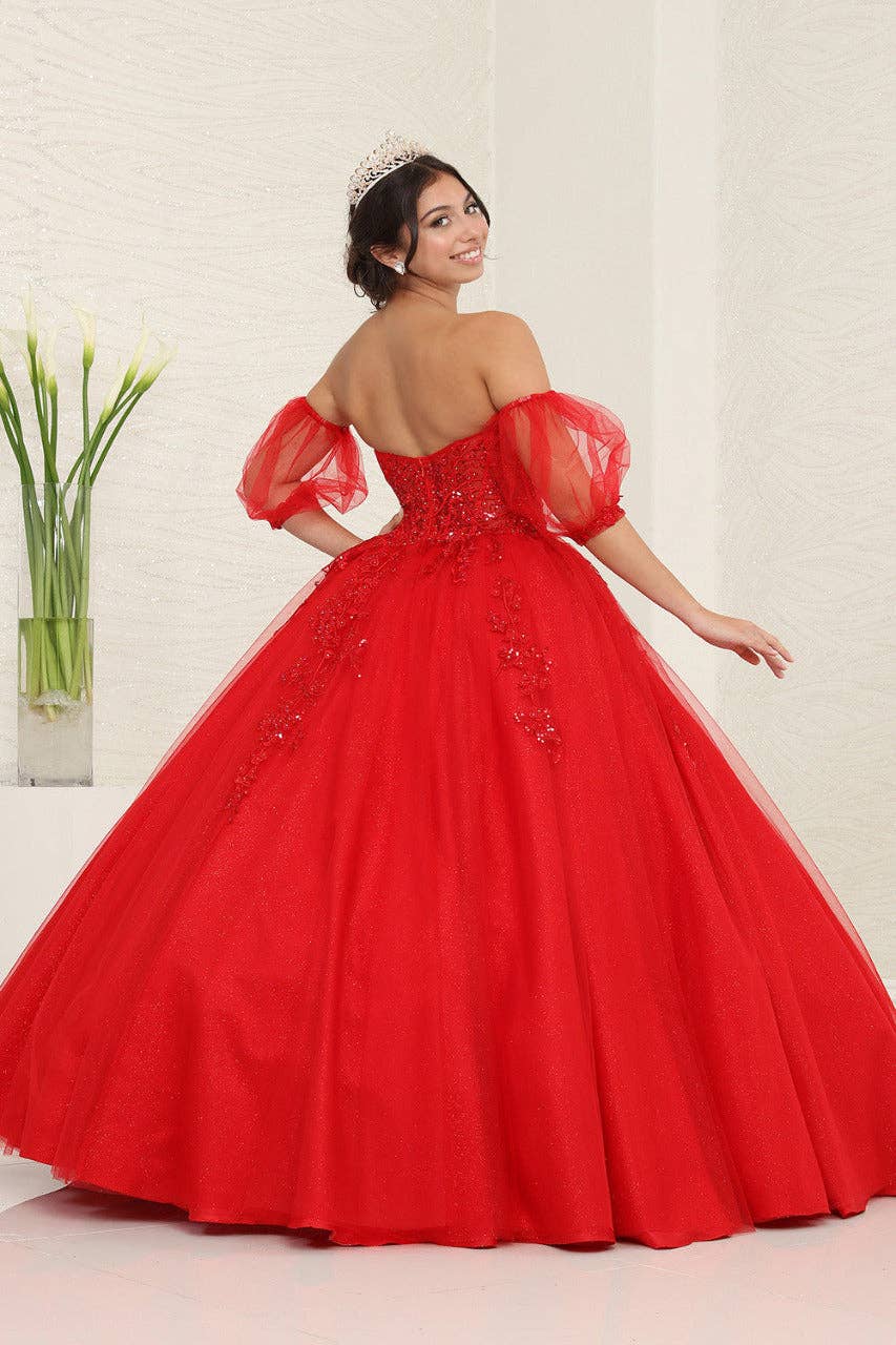 Enchanting Floral Sequin Corset Ball Gown - LA237 Prom Quinceanera Dress
