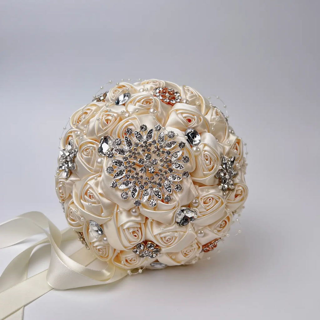 Wholesale Rhinestone / Pearl Bridal Brooch Rose Bouquet for Wedding