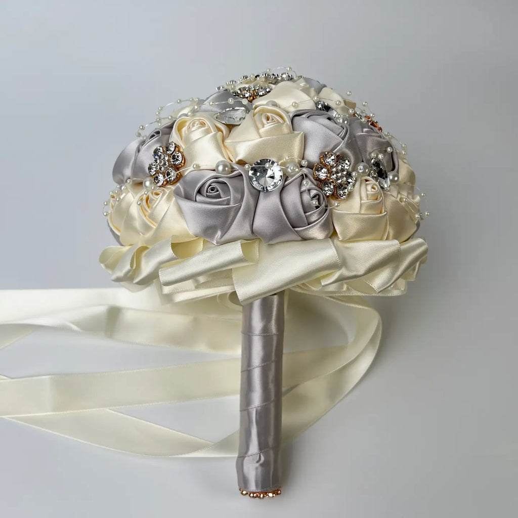 Wholesale Rhinestone / Pearl Bridal Brooch Rose Bouquet for Wedding