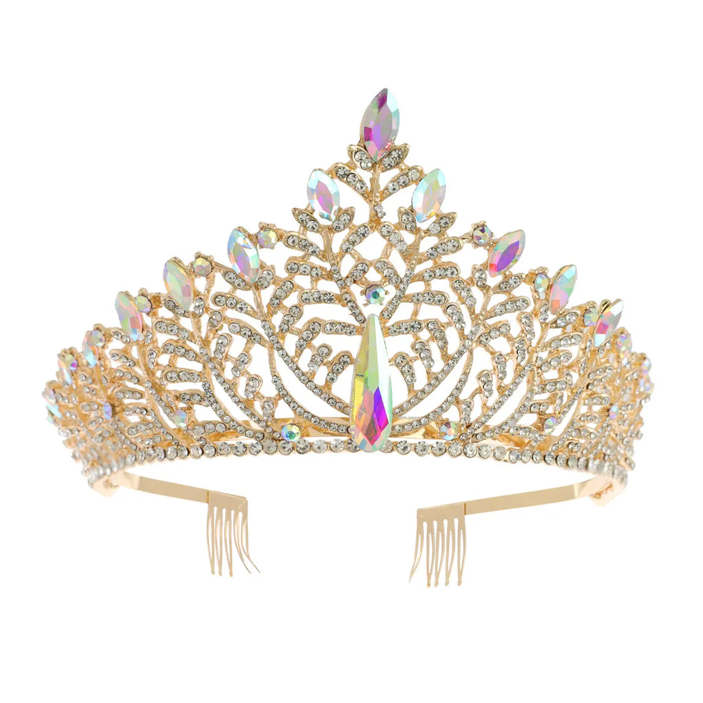 Wholesale Rhinestone Embellished Leaves Crown Tiara