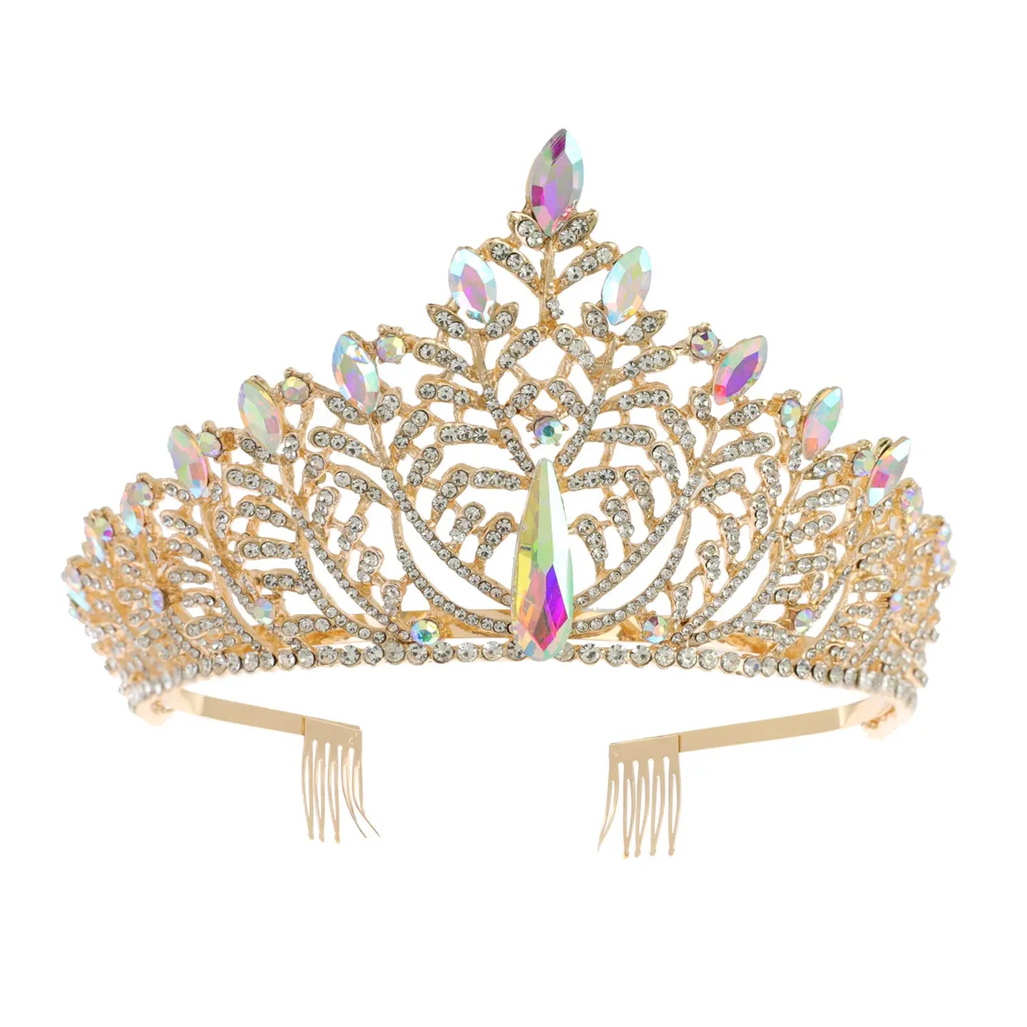 Wholesale Rhinestone Embellished Leaves Crown Tiara