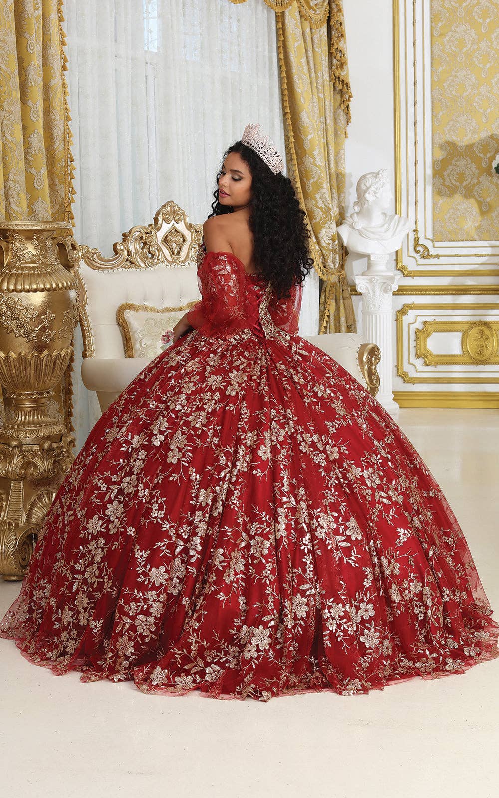 Elegant Glitter Embroidery Detachable Ball Gown: Perfect Quinceañera & Formal Dress
