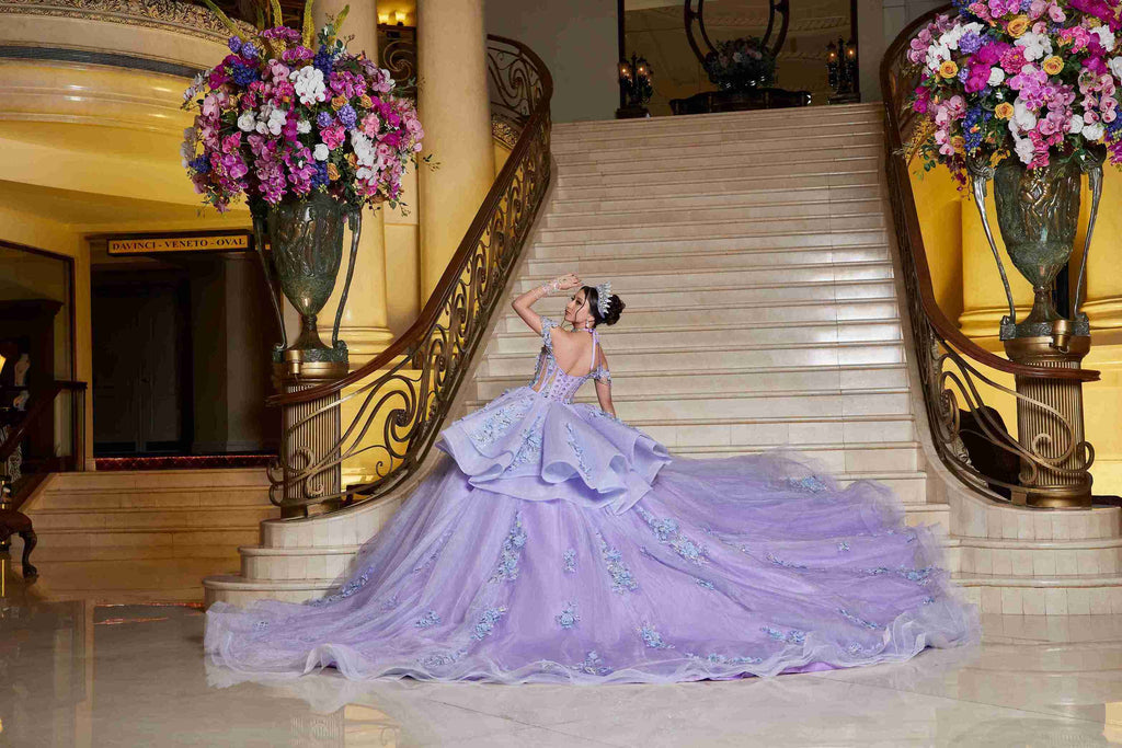 Baby Blue Mexican Quinceañera Dress with Fairytale Sparkle & Floral Magic