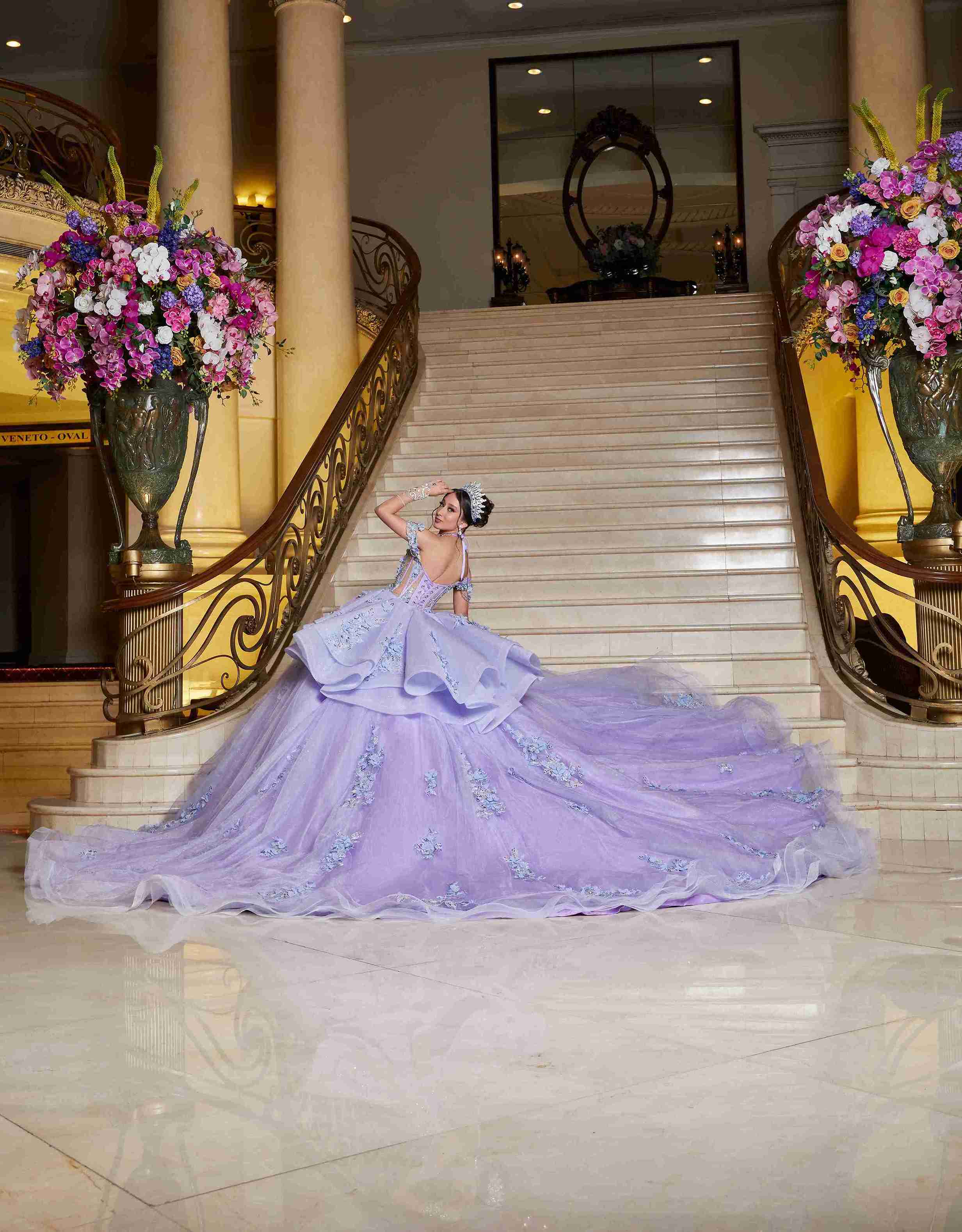 Baby Blue Mexican Quinceañera Dress with Fairytale Sparkle & Floral Magic