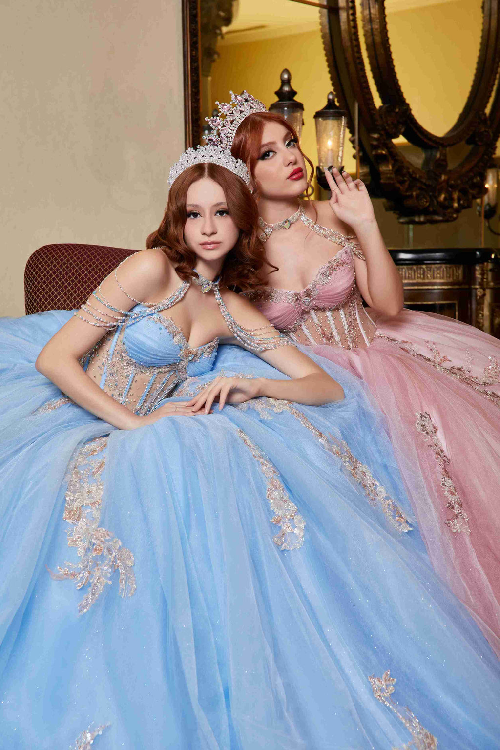 Crystal-Sky Aurora Quinceañera Dress – Baby Blue Glitter Tulle with Couture Corset Elegance