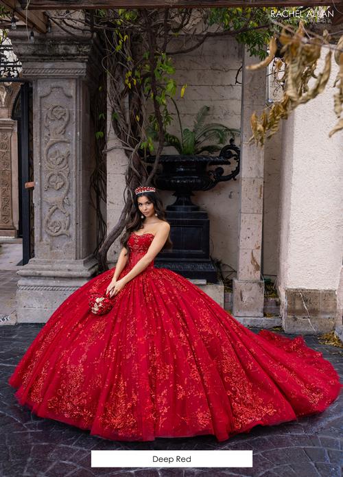 Linda Mariposa Deep Red Sparkle Dress with Detachable Sleeves - Style #RA-Red